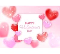 CORFOTO 4.5x3m Pastel Pink Valentine Backdrop Multi-Color Heart Pattern Fabric Background for Photography Romantic Couple Shoots Valentine Social Media Decor Photo Booth