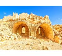 CORFOTO 5.2x3m Jordan Desert Castle Ruins Backdrop Fabric Ancient Stone Arches Historic Desert Fortress Pattern Middle East Theme Background Decor for Travel Event Photo Booth Prop