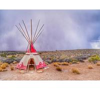 CORFOTO 5.2x3m Teepee Backdrop Traditional Cone-shape Tent Photo Background Grand Canyon West Rim Indian Reservation Area Photography Backdrop Indian Theme Party Decor Photo Booth