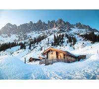 CORFOTO 5.2x3m Winter Landscape Backdrop Alps Snow Mountains Snowy Scenery Wooden House Photography Background Merry Christmas Party Decor Portrait Photo Booth Props