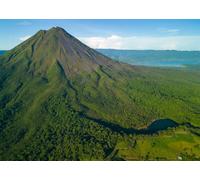 CORFOTO 5x4FT Fabric Aerial Volcano and Forest Landscape Backdrop | Panoramic Volcano and Forest Landscape Background Nature Adventure Theme Party Decorations Banner Photo Booth Props