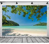 CORFOTO 5x4ft Fabric Tropical Beach Backdrop Thailand Island Summer Scence Photography Background Beach Sea Travel Vacation Party Backdrops Wedding Holiday Decor Kids Adults Portraits Photo Booth Prop