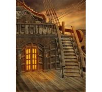 CORFOTO 5x7ft Pirate Ship Deck Backdrop Vintage Sailboat Photography Background Nautical Wooden Battleship Photoshoot Cruise Boys Kids Birthday Party Halloween Pirate Decorations Photo Booth Props