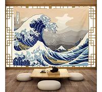 CORFOTO 60x40in Great Wave Tapestry Retro Japan Kanagawa Prefecture Wall Hanging Ancient Japanese Waves Tapestry Japanese Style Tapestries for Bedroom Aesthetic Home Decorations Wall Art Posters