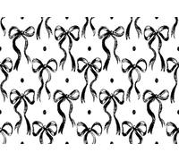 CORFOTO 6x3m Fabric Hand Drawn Sketch Black Bow Polka Dot White Base Seamless Texture Backdrop Vintage Minimal Photography Background for Daily Portrait Party Shoot