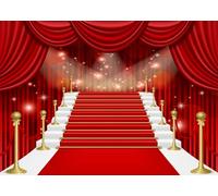 CORFOTO 6x3m Red Stage Curtain Backdrop Stars Show Red Gold Stage Backdrops Adult VIP Awards Event Wedding Birthday Party Decor Movie Night Backdrop Banquet Party Decoration