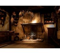 CORFOTO 6x3m Rustic Kitchen Interior Backdrop Rural Retro Interior Homestead Photo Backdrop Western Antique Restaurant Room Fireplace Background Farmers Portrait Photo Prop