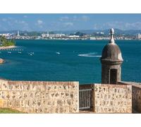 CORFOTO 6x3m San Juan Puerto Rico Fort Backdrop Fabric Historic Spanish Watchtower Caribbean Sea Scenery Pattern Travel Theme Background Decor for Vacation Party Photo Booth Prop