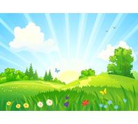 CORFOTO 6x3m Spring Meadow Backdrop Sunray Butterfly with Lush Green Field Flower Nature Themed Background Decor for Outdoor Kids Party Garden Celebration Photo Booth Prop