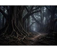 CORFOTO 6x4FT (1.8x1.2m) Tangled Roots Dark Woodland Photography Backdrop