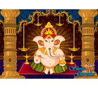 CORFOTO 6x4ft Fabric Ganesh Chaturthi Backdrop Indian Traditional Backdrop Pooja Festivals Events Decor Ganesha Ganesh Party Decorations Banner Kids Adults Photo Props