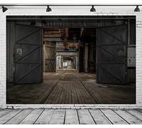 CORFOTO 6x4ft Fabric Retro Factory Door Backdrop Industrial Warehouse Photography Background Urban City Building Storehouse Backdrop for Kids Adult Photo Booth Birthday Cowboy Portrait Shoot Props