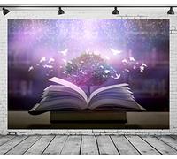 CORFOTO 7x5ft Fabric Christian Backdrop Open Holy Bible Purple Sky Peace Doves Cross Holy Light Photography Background for Church Communion Events Banner Jesus Christ School Background Photo