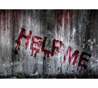 CORFOTO 7x5ft “Help me”Bloody Message Photo Backdrop Halloween Horror Crime Theme Photography Background Halloween Haunted House Backdrop Thriller Party Decor for Halloween Portrait Props