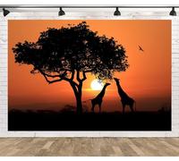 CORFOTO 7x5ft South African Giraffes Backdrop Sunset in Africa Photography Background African landscape Giraffes Under Tree Wild National Park Scenery Photo Backdrop Wild Theme Decor Props