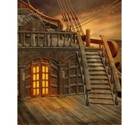 CORFOTO 8x10ft Pirate Ship Deck Backdrop Vintage Sailboat Photography Background Nautical Wooden Battleship Photoshoot Cruise Boys Kids Birthday Party Halloween Pirate Decorations Photo Booth Props
