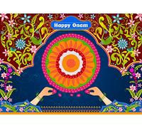 CORFOTO 8x6ft Fabric Happy Onam Festival Backdrop Colorful Pookalam Flowers Rangoli Indian Background for Indian Party Decorations Kids Adults Photo Shooting Studio Props