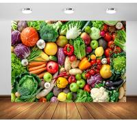 CORFOTO 8x6ft Fabric Vegetables and Fruits Backdrop Fresh Organic Food Healthy Nutrition Vegetarian Concept Harvest Feast Celebrate Thanksgiving Background Photo Studio Props Wallpaper