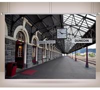 CORFOTO 8x6ft Railway Station Backdrop Europe Train Station Photography Background Modern Railway Station Backdrop Train Theme Party Background Kids Adults Art Portrait Photo Booth Props