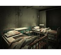 CORFOTO 9x6ft Fabric Creepy Ward Room Hospital Backdrop Spooky Horror Bloody Hospital Interior Background Sickbed Blood Murder Crime Party Decorations Kids Adults Halloween Party Banner Photo Props