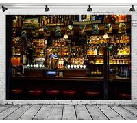 CORFOTO 9x6ft Fabric Irish Capital The Temple Bar Interior Backdrop Dublins Cultural Quarter Luxury Bar Photography Background Beer Alcohol Bottles Wine Rack Pub Backdrop for Men Photo Studio