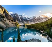 CORFOTO 9x6ft Mountain Lake Backdrop Banff National Park Photography Background Nature Scenery Moraine Lake Backdrop Canadian Rockies Mountain Forest Backdrop Travel Photos Portraits Photo Props