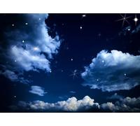 CORFOTO Dreamy Starry Night Backdrop 3x2m Twinkling Constellations with Fluffy Clouds Deep Sky Photography Background Polyester Wall Decor Serene Cosmic Escape