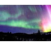 CORFOTO Fabric 1.5x1.2m Northern Lights Aurora Borealis Backdrop Multicolored Sky with Stars Over Snowy Forest Photography Background for Arctic Nature Themed Party Photo Props