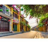 CORFOTO Fabric 1.5x1m Hoi An Lantern Street Backdrop Vietnamese Town Photography Background for Travel Theme Party Decorations Cultural Photo Shoot Props