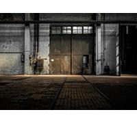 CORFOTO Fabric 1.8x1.2m Abandoned Factory Door Backdrop Vintage Industrial Warehouse Interior Rustic Brick Wall Photography Background for Urban Themed Party Photo Booth Props