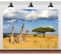 CORFOTO Fabric 10x6.5ft Kilimanjaro Giraffe Backdrop Africa Safari Background Jungle Giraffe Birthday African Themed Party Decorations Banner Photo Booth Props Zoo Wildlife Animals Backdrops