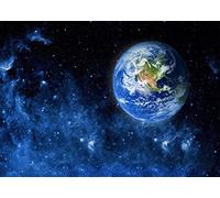 CORFOTO Fabric 10x6.5ft Space Backdrop Universe Earth Halo Spaceship Theme Photography Background for Baby Shower Kid Birthday Party Office Room Decoration Wall Hanging Housewarming Photo Booth Prop