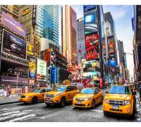 CORFOTO Fabric 10x8ft New York City Backdrop NYC Times Square Broadway Street Neon Taxi Landmark Background for Wedding Banquet NYC Themed Birthday Party Banner Kids Adults Portrait Photo Props