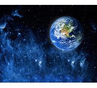 CORFOTO Fabric 10x8ft Space Backdrop Universe Earth Halo Spaceship Theme Photography Background for Baby Shower Kid Birthday Party Office Room Decoration Wall Hanging Housewarming Photo Booth Prop