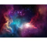 CORFOTO Fabric 2.5x1.8m Colorful Nebula Backdrop Purple Teal Galaxy Stars Scene Photography Background for Sci-Fi Kids Birthday Party Photo Props