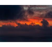 CORFOTO Fabric 2.5x1.8m Dramatic Sunset Sky Backdrop Fiery Orange Clouds Over Ocean Horizon Photography Background for Nature Landscape Themed Party Photo Props