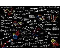 CORFOTO Fabric 2.5x1.8m Math Equations Blackboard Backdrop Calculus Trigonometry Algebra Formulas Graphs Photography Background for STEM Classroom School Decor Photo Booth Props