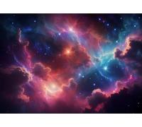 CORFOTO Fabric 2.7x1.8m Cosmic Nebula Backdrop Colorful Galaxy Clouds Starry Night Sky Scene Photography Background for Space Theme Birthday Party Photo Props