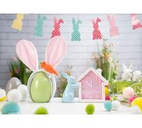 CORFOTO Fabric 2.7x1.8m Easter Egg Basket Backdrop Sunlit Meadow Butterflies Floral Scenery Photography Background for Spring Egg Hunt Party Photo Props