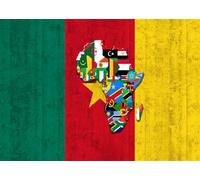 CORFOTO Fabric 3.5x2.5m Cameroon Flag Backdrop African Continent Photography Background for Heritage Theme Party Decorations Cultural Photo Shoot Props