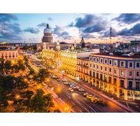 CORFOTO Fabric 3.5x2.5m Havana Cityscape Backdrop El Capitolio Cuban Colonial Buildings Night Scene Photography Background for Travel Festival Wedding Party Photo Props