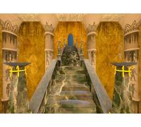 CORFOTO Fabric 3x2.5m Ancient Egyptian Temple Backdrop Hieroglyphic Pillars and Marble Staircase in Pharaoh's Tomb Photography Background for Egyptian History Themed Party Photo Props
