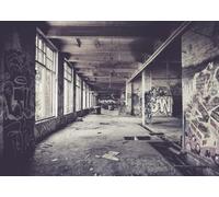 CORFOTO Fabric 3x2m Abandoned Factory Graffiti Backdrop Vintage Urban Decay Industrial Warehouse Photography Background for Street Art Themed Party Photo Props