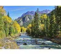 CORFOTO Fabric 4.5x2.5m Rocky Mountain River Backdrop Fall Forest Whitewater Stream Nature Landscape Photography Background for Outdoor Adventure Camping Party Photo Props