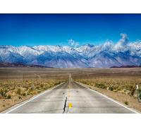 CORFOTO Fabric 4.5x3m Sierra Nevada Desert Road Backdrop California Highway Snowy Mountain Range Landscape Photography Background for Road Trip Travel Party Photo Props