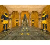 CORFOTO Fabric 5.2x3m (17x10FT) Ancient Egyptian Temple Backdrop Anubis Statues Golden Hall Photography Background for History Party School Event Kids Adults