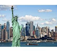CORFOTO Fabric 5x3ft Statue of Liberty Backdrop Theme Photography America New York City Building Patriotic Background for Independence Day Anniversary Kids Adults Photo Booth Banner Room Decor