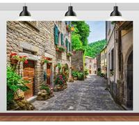 CORFOTO Fabric 5x3ft Street Backdrop Italian Themed Party Decorations Oktoberfest City Town Background Italian Street Backdrop Baby Shower Kids Birthday Party Banner Wedding Photoshoot Video Props