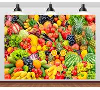 CORFOTO Fabric 5x3ft Various Fruits Backdrop Farm Market Fresh Food Fruits Vegetarian Background for Organic Food Healthy Nutrition Vegetarian Concept Backdrop Harvest Feast Themed Party Decorations