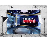 CORFOTO Fabric 5x4ft News Backdrop Photography TV Show Breaking News Monitor Equipment Microphone Reporter Interview Stage Center Camera Media Video Recording Photocall Background Poster Supplies